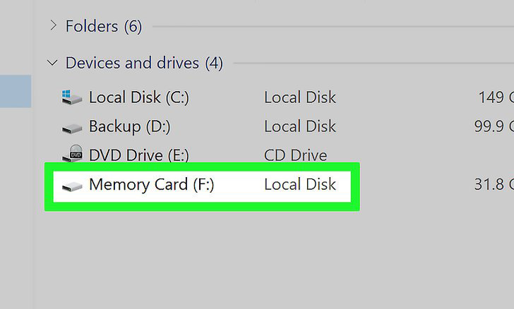 Formatar o cartão de memória usando o Windows PC1