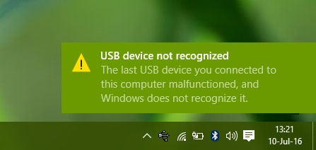 USB Dispositivo (Dispositivo Descritor Solicitação Falhou)