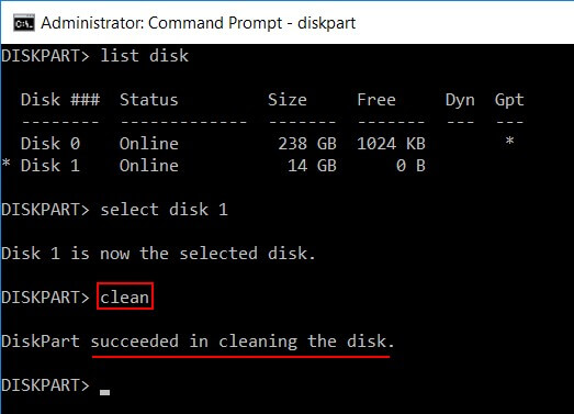 A limpeza acidental do disco executada pode excluir completo Dados