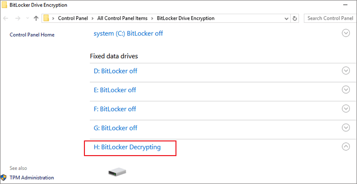 desativar a partição do BitLocker no Windows2