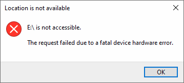 O pedido falhou devido a um fatal dispositivo hardware erro.