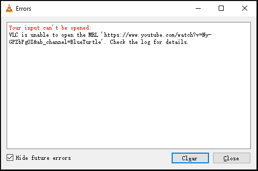 VLC Entrada não pode ser aberto erro