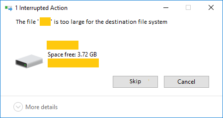 O arquivo é muito grande para o sistema de arquivos de destino
