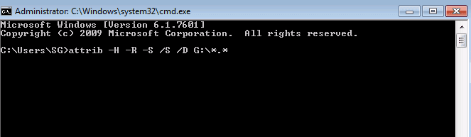 attribute -h -r -s / s / d drive letter: \ *. *