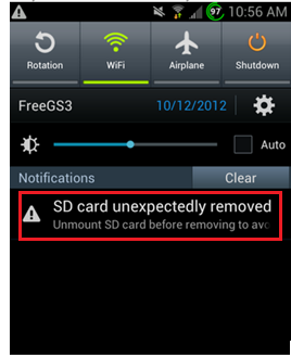 SD Cartão inesperadamente Removido