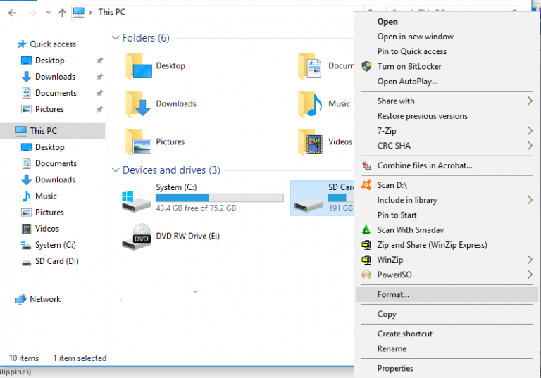 Formate seu dispositivo USB