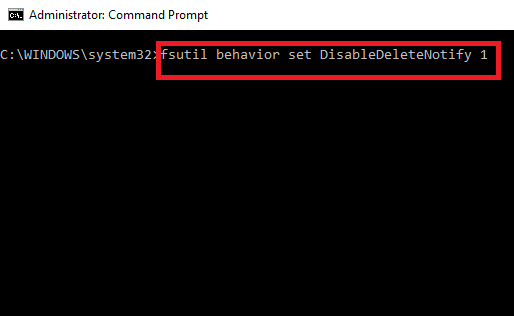 fsutil behavior set DisableDeleteNotify 1