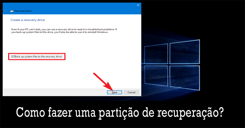 como criar uma partição de recuperação