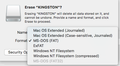 problema de FAT32 acinzentado do Utilitário de Disco do Mac