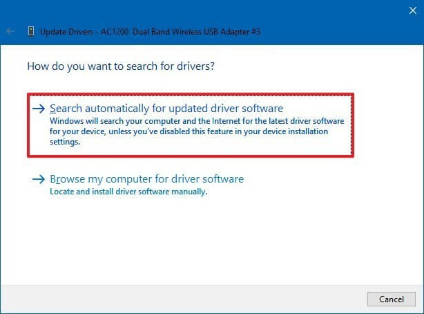 Pesquisar automaticamente software de driver atualizado