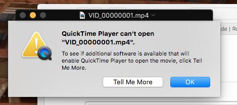 QuickTime Reprodutor Não pode Abrir MP4