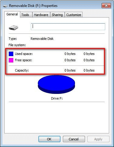 SD Cartão Mostrando 0 Bytes Espaço!