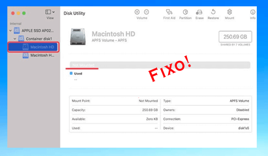 Consertar Macintosh HD Não Montado